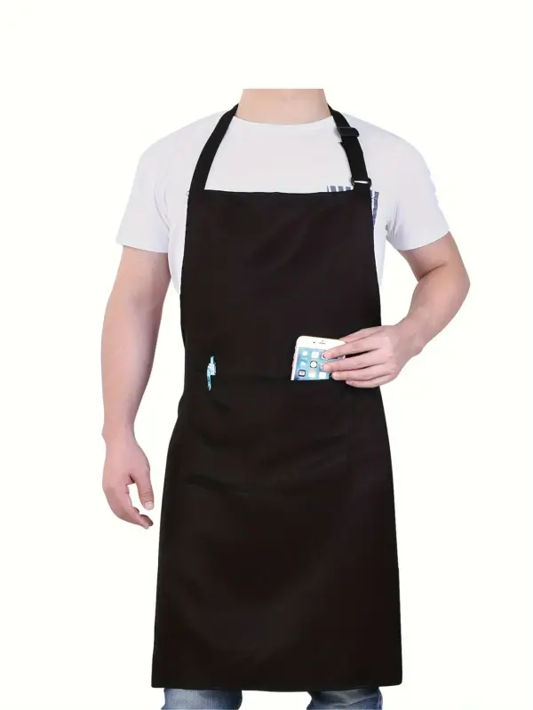Adjustable Black Apron with Front Pocket - Image 6