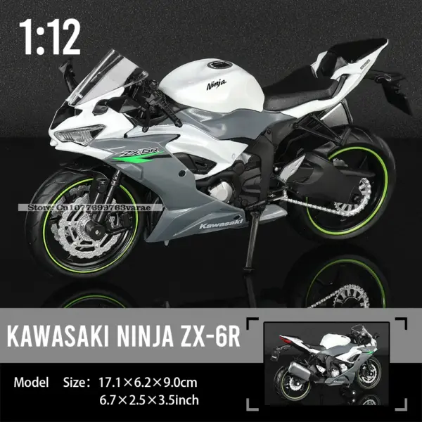 1:12 Kawasaki Ninja ZX-6R Metal Model Motorcycle - Image 2