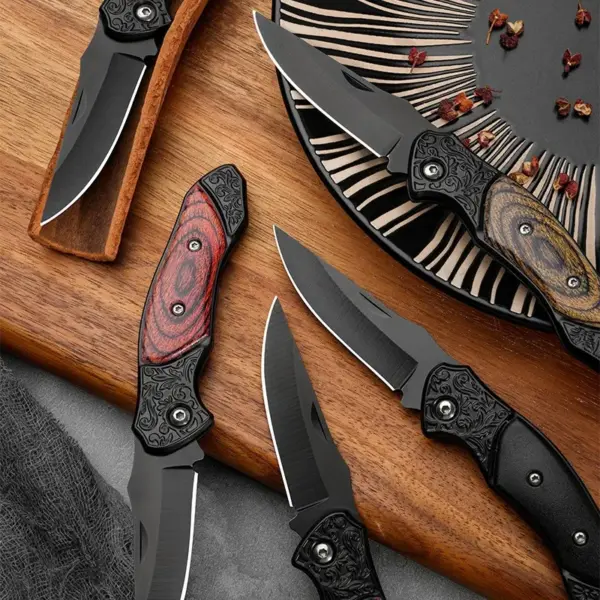 Folding Camping Knife with Wood Handle - Image 4