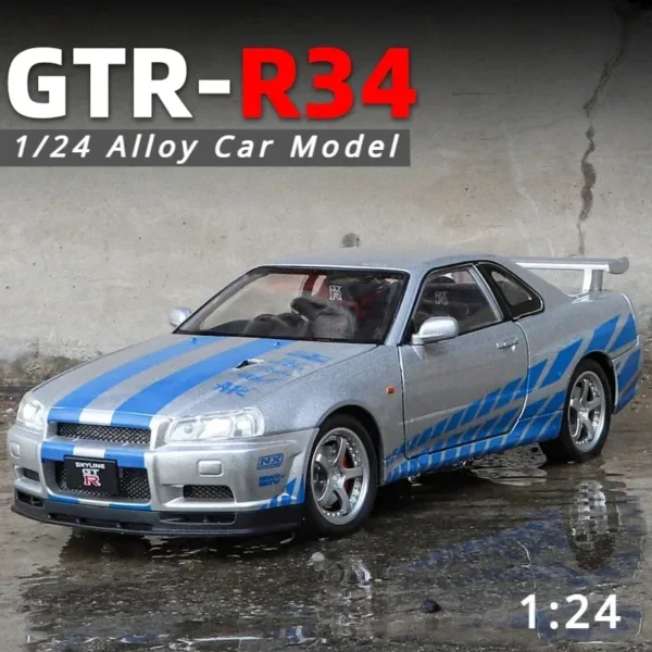 1:24 Alloy Nissan GTR R34 Diecast Car Model