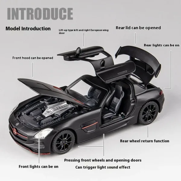 1:32 Mercedes Benz SLS AMG Diecast Model Car - Image 2