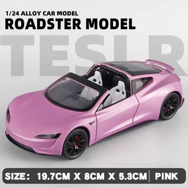 Diecast Metal 1:24 Tesla Roadster Toy Car - Image 9