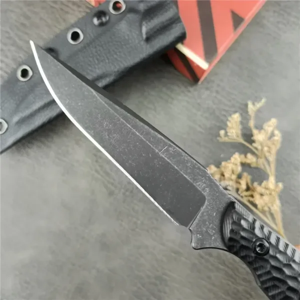 Black Portable Fixed Blade Knife with Sheath - Image 4