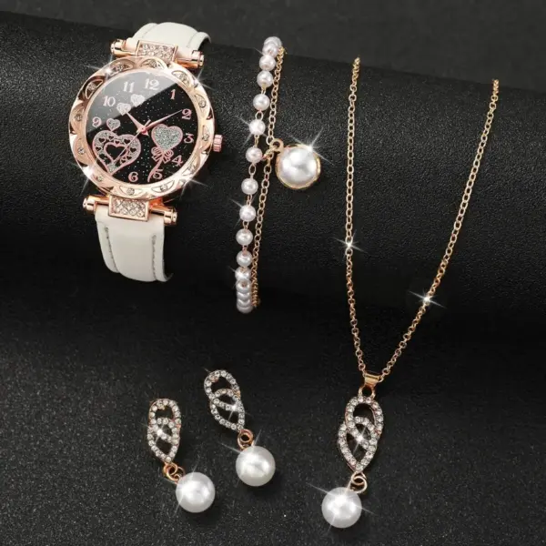 4-Piece Women's Rhinestone Watch and Jewelry Set - Image 2