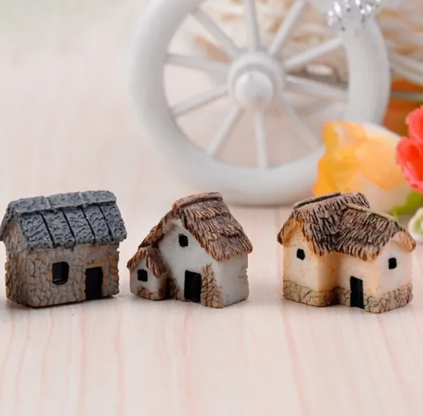 4Pcs Miniature Fairy Garden House Statues - Image 3