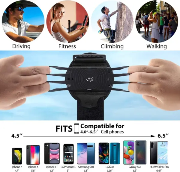 360° Rotatable Sports Wristband Phone Holder - Image 5