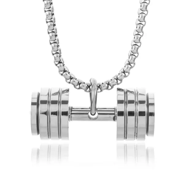 Fashion Barbell Dumbbell Pendant Necklace - Image 22