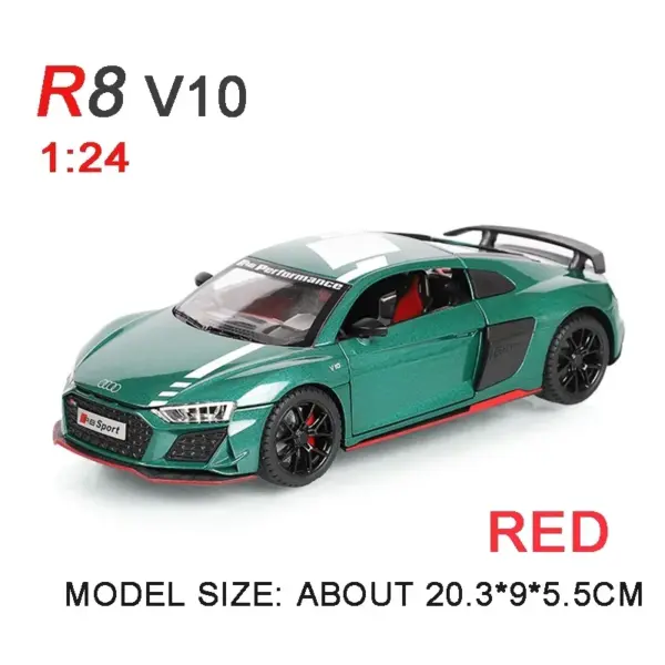 Audi R8 V10 Diecast Model Car Red 1:24 - Image 8