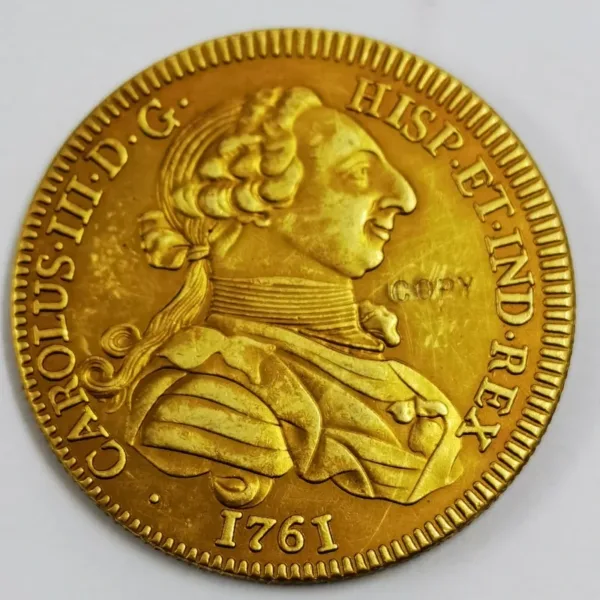 1761 Replica Gold Coin of Carlos III - Image 2