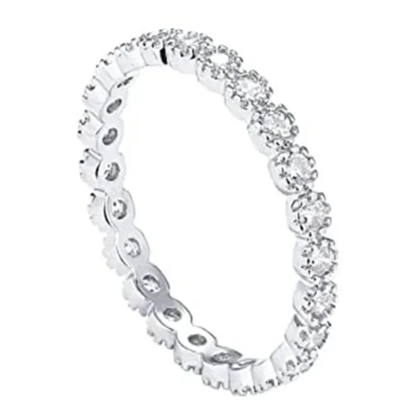 Brilliant Cubic Zirconia Wedding Band Ring - Image 9