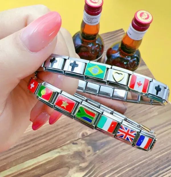 Italian Flag Charm Bracelet in Stainless Steel - Image 5