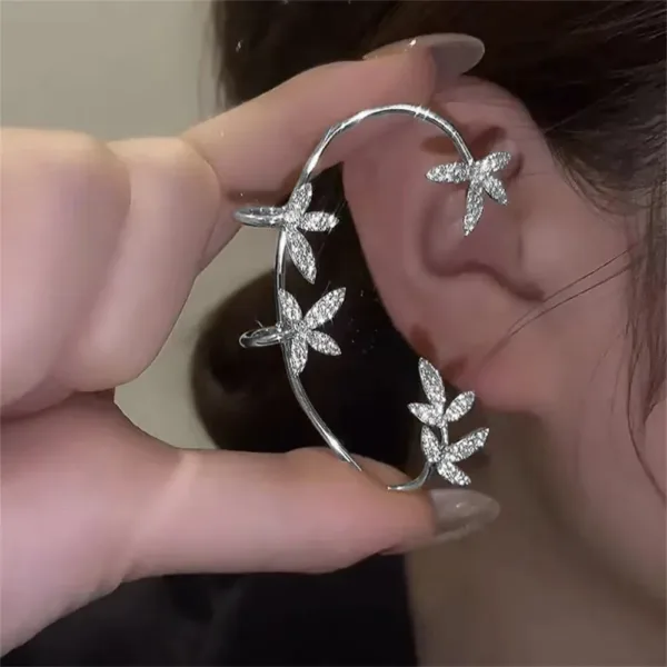 Silver Plated Metal Leaf Butterfly Clip Earrings - Image 27