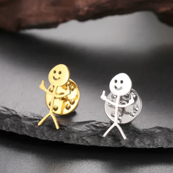 Middle Finger Stickman Stainless Steel Brooch