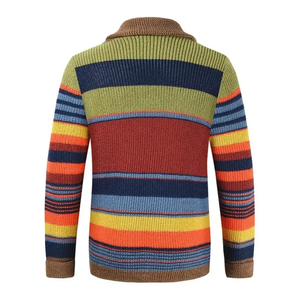 Men's V-Neck Patchwork Cardigan Sweater - Image 3