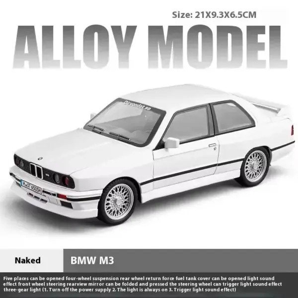 1:24 BMW M3 E30 Alloy Diecast Car Model - Image 8