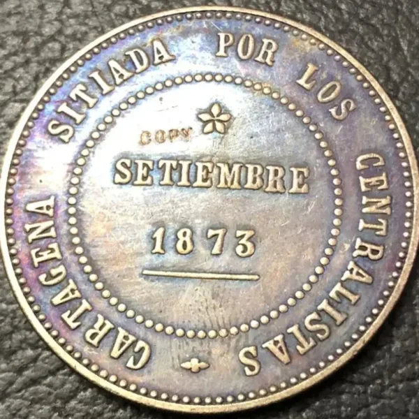 1873 Spain 5 Pesetas Replica Coin - Image 3