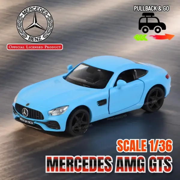 1:36 Mercedes AMG GTS Pink Diecast Model Car - Image 11