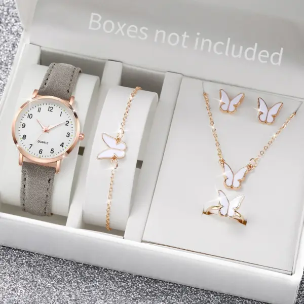 Women's Quartz Watch Set with Jewelry 6PCS