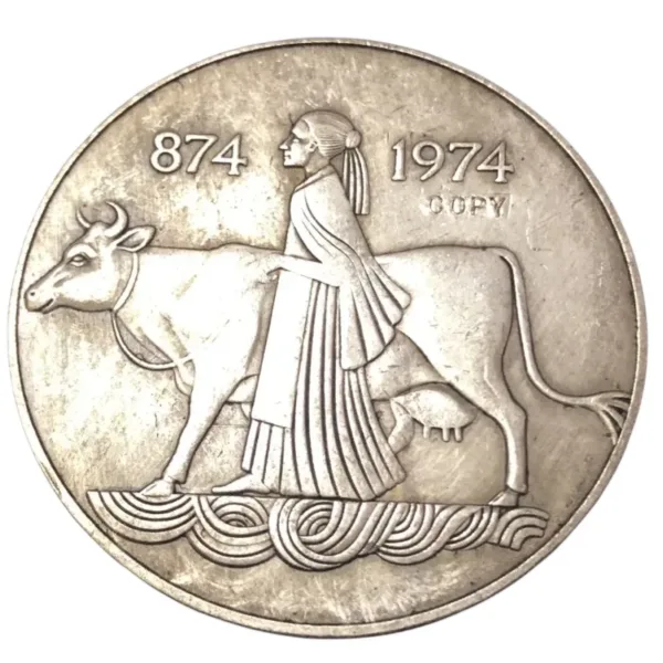 1974 Iceland 1000 Kronur Silver Plated Coin