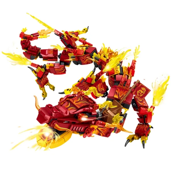 Flame Gold Dragon Mech Building Blocks Set - Image 2