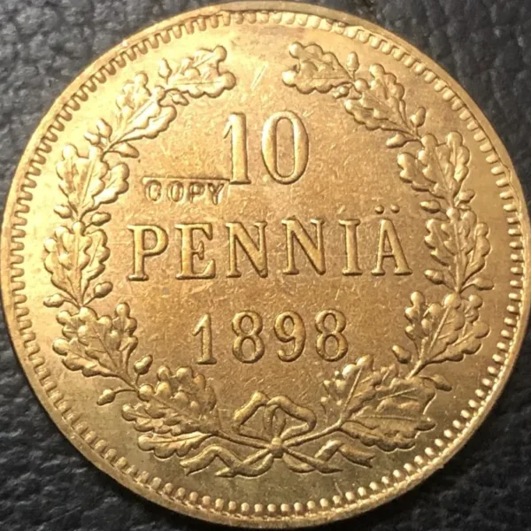 1898 Finland 10 Pennia Coin Replica - Image 3