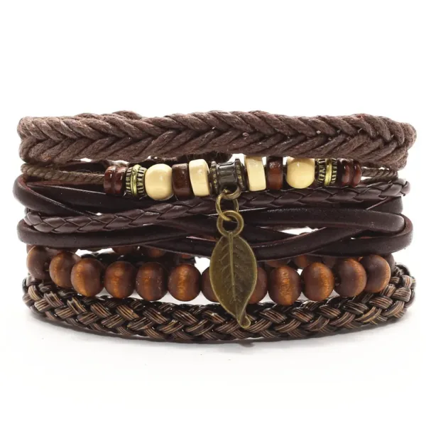 Multilayer Leather Charm Bracelets Set of 4 - Image 9