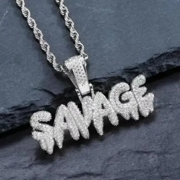 Iced Out Letter Pendant Necklace for Men - Image 5