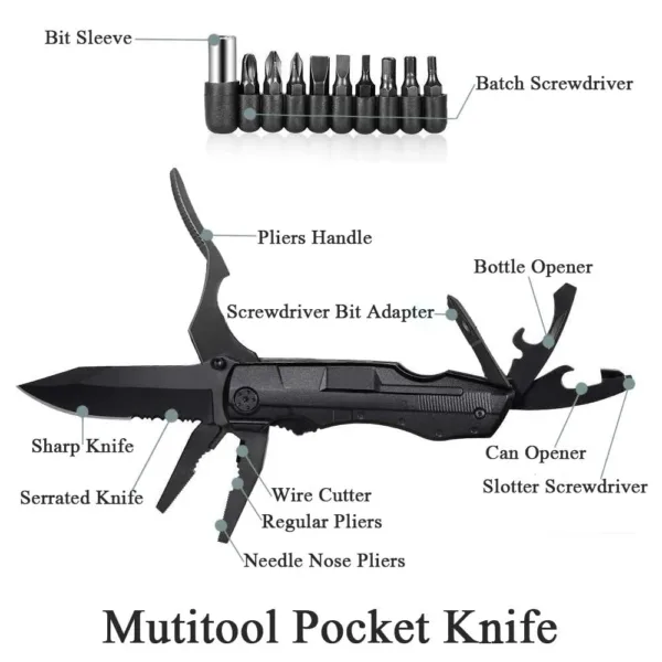 Multifunctional Black Multi-Tool with Screwdriver Set - Image 2