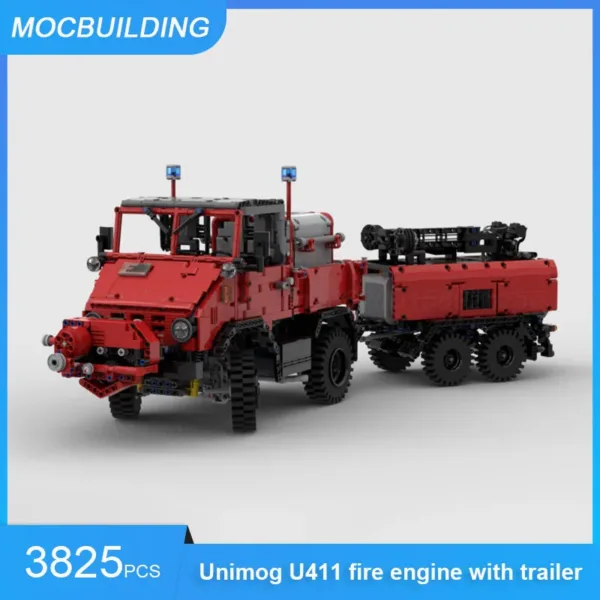 MOC Building Blocks Unimog U411 Fire Engine Set