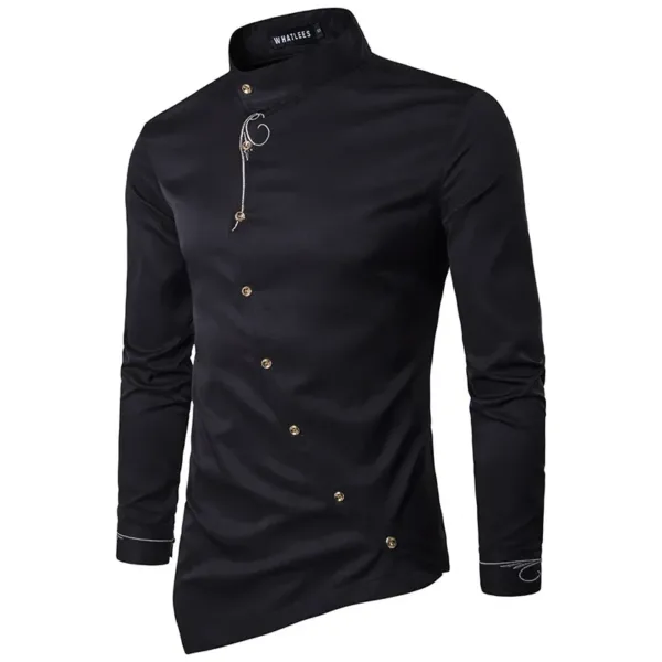 Men's Vintage Irregular Hem Dress Shirt - Image 5