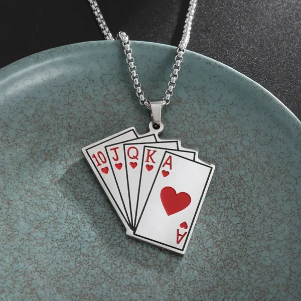 Iced Out Spades Playing Card Necklace for Men - Image 11