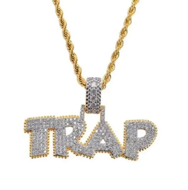 Iced Out Letter Pendant Necklace for Men - Image 12