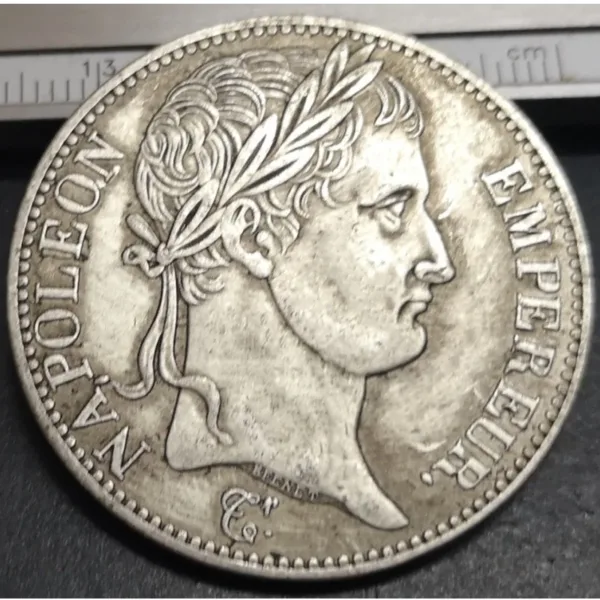 Napoleon I 5 Francs Silver Plated Coin Copy - Image 2