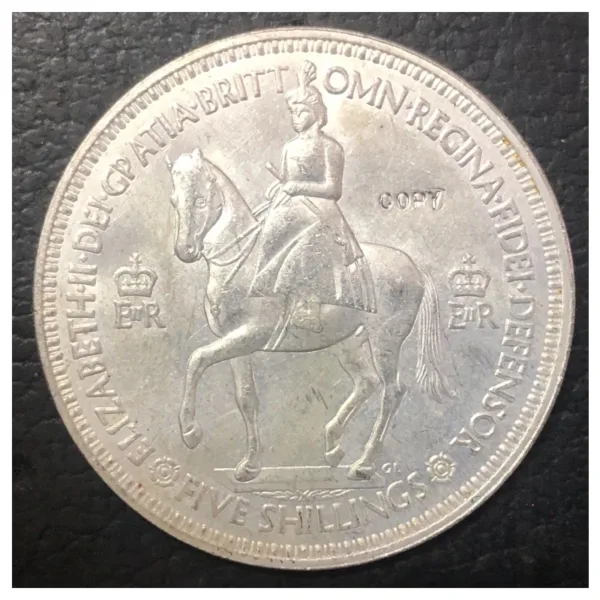 1953 Elizabeth II 5 Shillings Silver Coin - Image 3