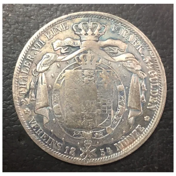 1854 German States 2 Thaler Replica Coin - Image 3