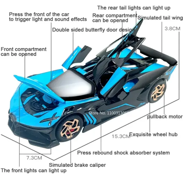 1:32 Bugatti Bolide Diecast Toy Car Model - Image 3