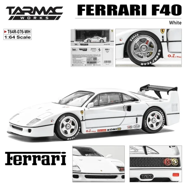 1/64 Ferrari F40 White Diecast Model Car - Image 2