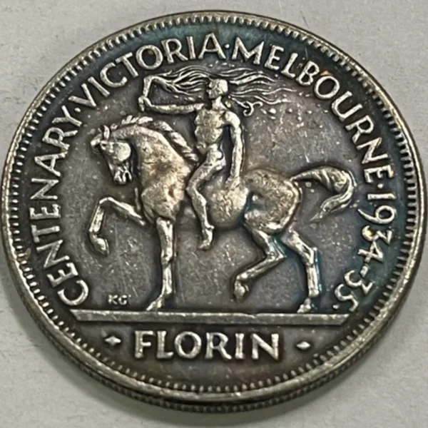 1934-35 Australia 1 Florin Silver Coin Replica - Image 2