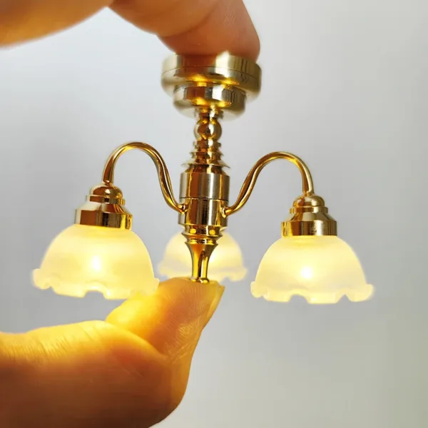 Miniature Golden Ceiling Lamp for Dollhouses - Image 3