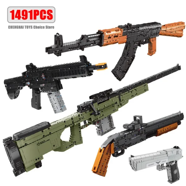 Military AK47 Sniper Rifle Building Blocks Set