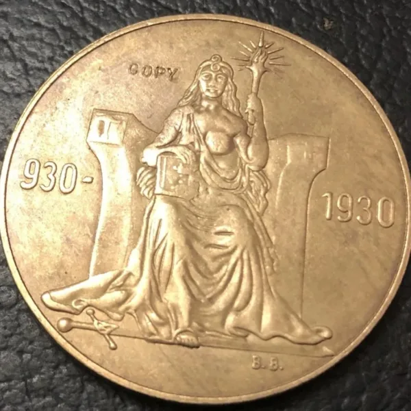 1930 Iceland 2 Kronur Replica Coin Token - Image 3