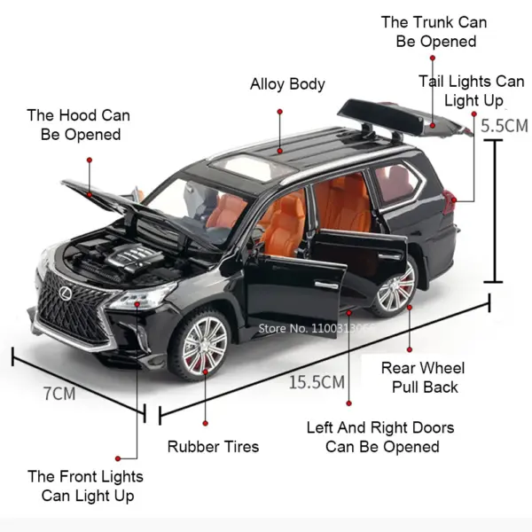 1:32 LX570 Alloy Off-road SUV Model Car - Image 2