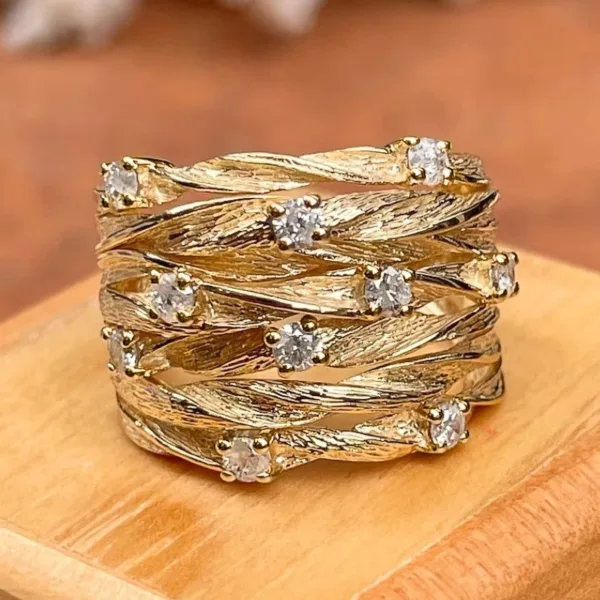 Luxury Gold Twist Cocktail Ring for Women - Image 16