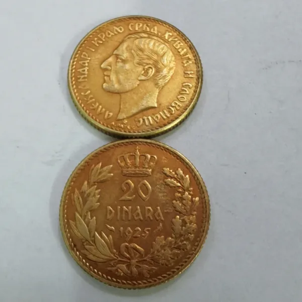 1925 Yugoslavia 20 Dinara Gold Replica Coin - Image 3