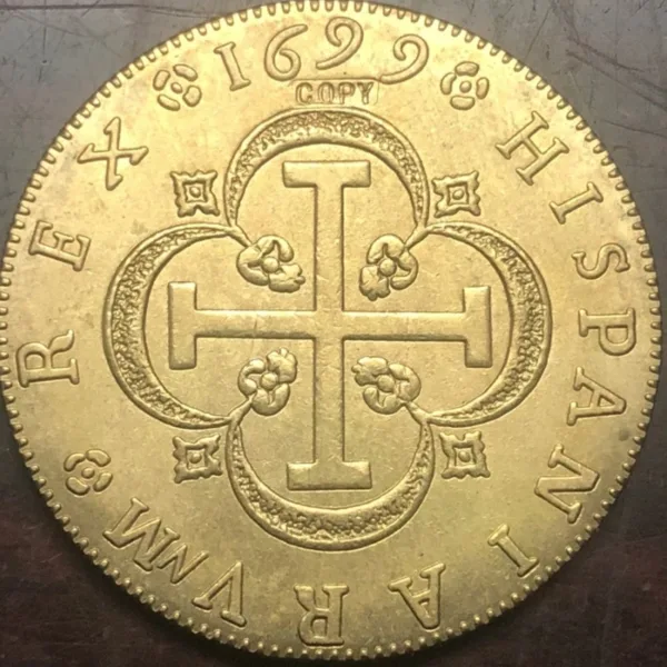 1699 Spain 8 Escudos Gold Copy Coin - Image 3