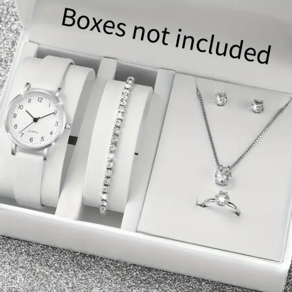 6PCS Women's Quartz Watch and Jewelry Set