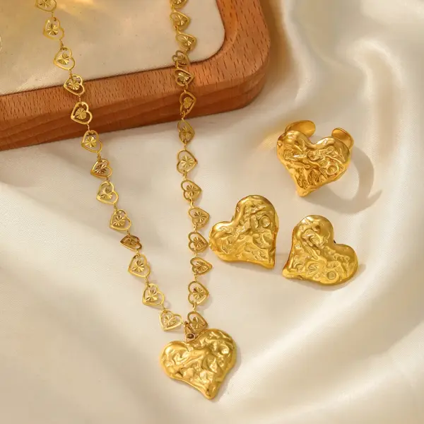 Stainless Steel Heart Jewelry Set for Women - Image 5