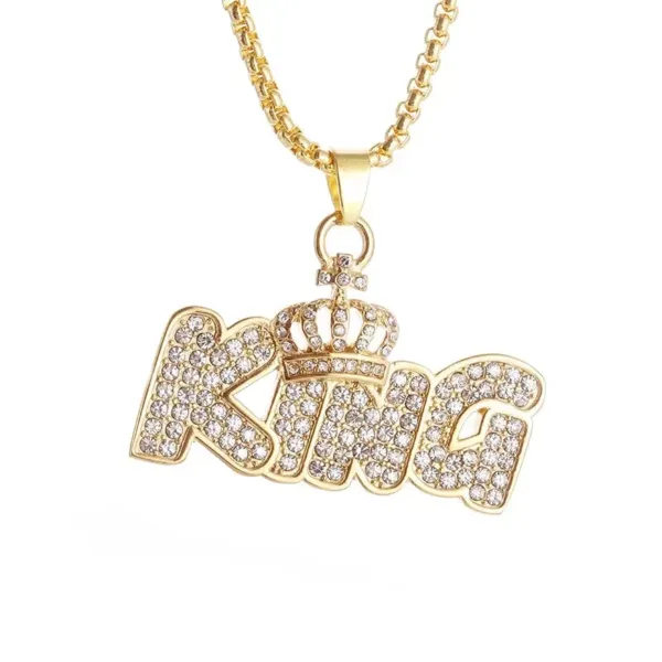 Iced Out Letter Pendant Necklace for Men - Image 32