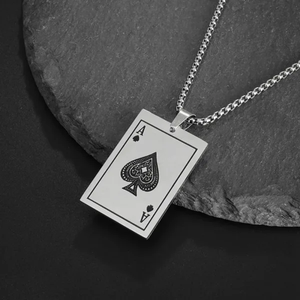 Iced Out Spades Playing Card Necklace for Men - Image 7