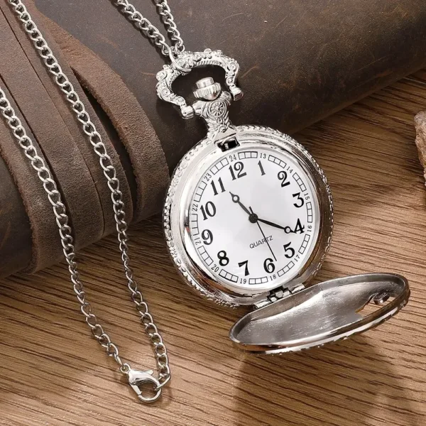 Antique Steam Train Pocket Watch with Chain - Image 5